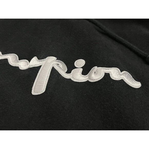 Champion Reverse Weave Sweatshirt Black Small Spell Out Hoodie Hood - Fade - Picture 4 of 9